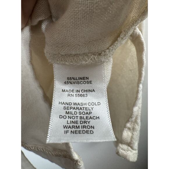 Tahari Linen Blend Top Bohemian Hippie Hipster Classy Cottagecore Peasant Chic M - Picture 3 of 6